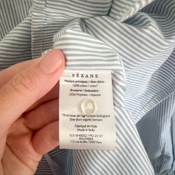 NEW Sezane Blue Stripe Ecru Chlo Shirt EU 44 / US 12 - Picture 6 of 8